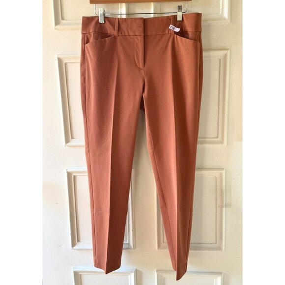 Loft Outlet Pants Size 10 Brick Red Skinny Ankle Stretch Cotton Blend Neutral - Picture 1 of 9